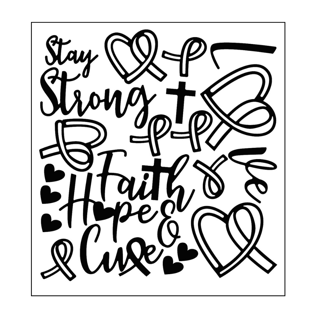 Cancer Ribbons Outline Sticker - Mini