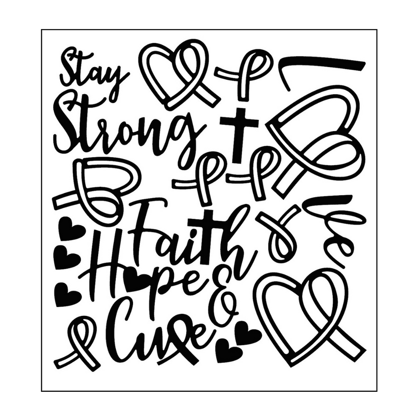 Cancer Ribbons Outline Sticker - Mini