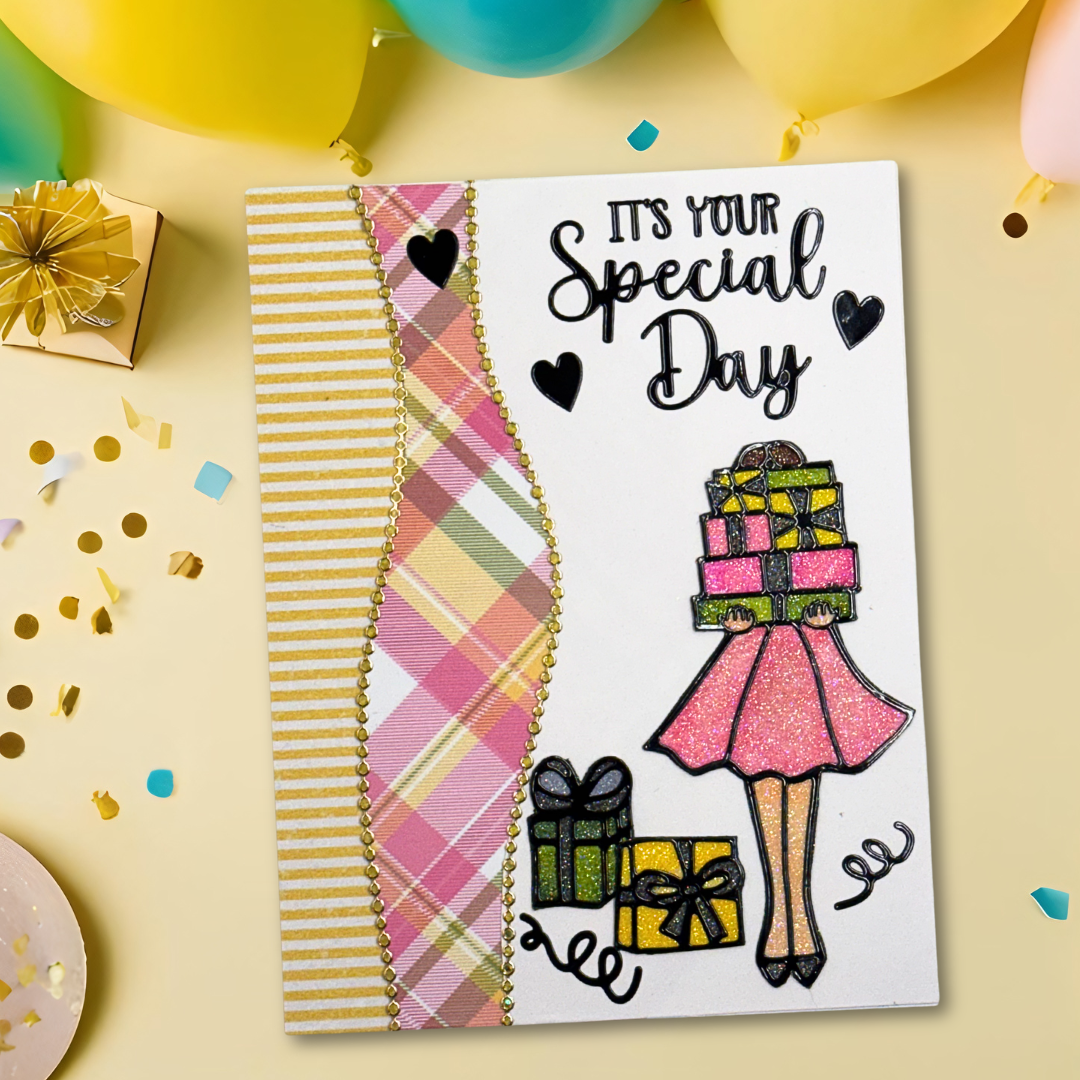 Girl with Presents Card Kit