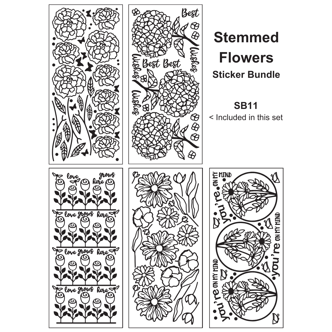 Stemmed Flowers Sticker Bundle